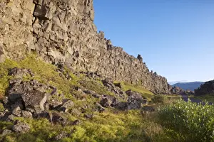 Rock Cliffs Prints: The Almannagja (All Mans Gorge) cliff face is the backdrop of the Althing