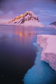 Alpenglow at midnight, Antarctic Peninsula, Antarctica