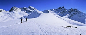Muottas Muragl Prints: Alpine ski tourers start from Muottas Muragl at 2453m