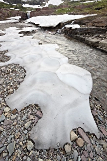 Glacier National Park Gallery: Alpine stream with snow, Glacier National Park, Montana, United States of America, North America