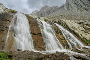 Rugged Terrain Prints: Alpine waterfall along the Ptarmigan Cirque Trail in summer