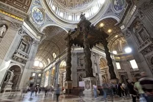 Images Dated 1st April 2011: The altar with Berninis baldacchino, St. Peters Basilica, Vatican City