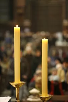 Altar candles, Lyon, Rhone, France, Europe