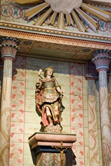 San Luis Obispo County Prints: Altar statue in Mission San Miguel Arcangel, Paso Robles, San Luis Obispo County