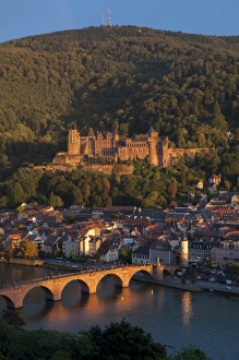 Neckar Prints: Alte Brucke over River Neckar at Heidelberg, Baden-Wurttemberg, Germany, Europe