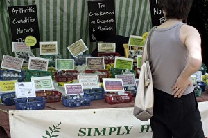 Alternative Medicine Prints: Alternative therapy stall, Farmers Market, Alexandra Palace, Haringey, London