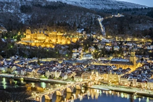 Altstadt Prints: Altstadt (Old Town) on the Neckar River at dusk, Heidelberg, Baden-Wurttemberg, Germany