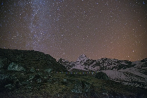 Starry Sky Prints: Ama Dablam Base Camp at night, Khumbu Region, Nepal, Himalayas, Asia
