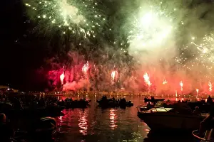 Veneto Prints: The amazing fireworks display during the night of Redentore celebration in the basin of St