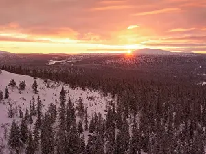 Finland Prints: An amazing winter sunrise in Pallastunturi National Park shot by drone