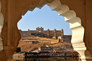 Jaipur Prints: Amber Fort dating from the 16th century, near Jaipur, Rajasthan, India, Asia