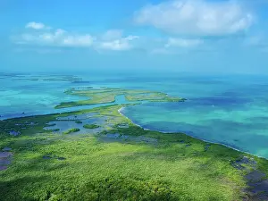 Waterscape Prints: Ambergris Caye, aerial view, Belize District, Belize