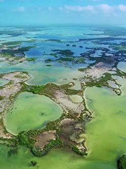 Wetlands Prints: Ambergris Caye, aerial view, Belize District, Belize
