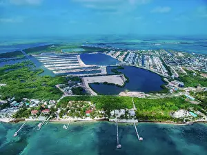 Marinas Prints: Ambergris Caye, aerial view, Belize District, Belize