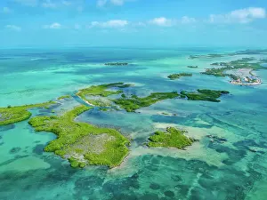 Lagoons Prints: Ambergris Caye, aerial view, Belize District, Belize
