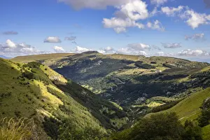 Ambro Valley from Pizzo Acuto, Sibillini Mountain range, Marche, Italy, Europe