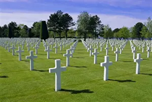 Lawn Prints: American cemetery, Colleville, Normandy D-Day landings, Normandie (Normandy)
