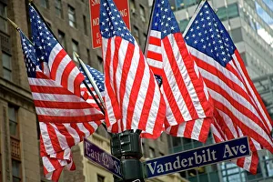 Patriotism Prints: American flags outside Grand Central Station