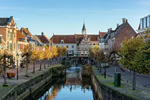 Town Center Prints: Amersfoort canal with traditional Dutch buildings on the margins