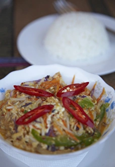Chicken Prints: Amok saik moan (chicken amok), Kampong Cham, Cambodia, Indochina, Southeast Asia, Asia