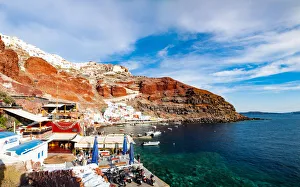 Amoudi Bay below the town of Oia on the Greek Island of Santorini (Thira), Cyclades