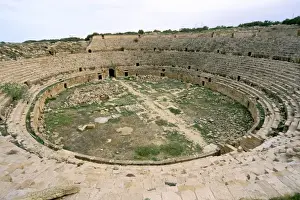 Tripolitania Prints: Amphitheatre, Leptis Magna, UNESCO World Heritage Site, Tripolitania, Libya
