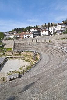 Amphitheatre at Ohrid at Lake Ohrid, UNESCO World Heritage Site, Macedonia, Europe