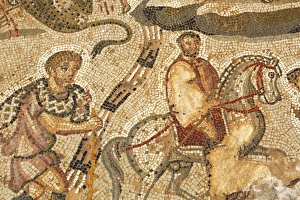 Soldier Prints: Part of the Amphitrite Roman mosaic, House of Amphitrite, Bulla Regia Archaeological Site