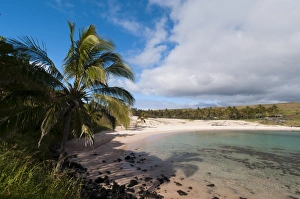 Anakena beach, Rapa Nui (Easter Island), UNESCO World Heritage Site, Chile, South America