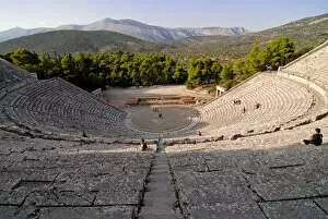 Images Dated 27th October 2007: The ancient amphitheatre of Epidaurus, UNESCO World Heritage Site, Peloponnese