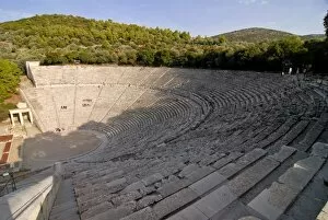Images Dated 27th October 2007: The ancient amphitheatre of Epidaurus, UNESCO World Heritage Site, Peloponnese
