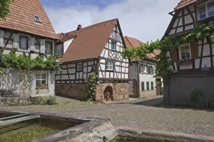 Pfalz Prints: Ancient animal watering troughs in the wine village square at Gleishorbach