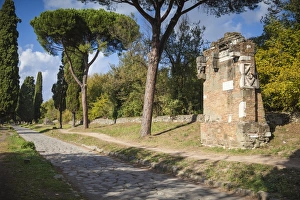 Remains Prints: Ancient Appian Way, ancient Roman road, Rome, Lazio, Italy, Europe