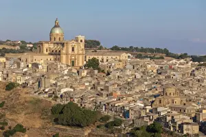 Baroque Style Prints: The ancient baroque old town and dome of cathedral of Piazza Armerina, Province of Enna