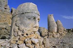 Ancient carved heads of gods on summit of Mount Nemrut