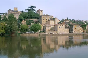 Mediaeval Prints: Ancient Cathar city, medieval town of Puy-l Eveque, Vallee du Lot (Lot Valley)