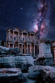 Relics Prints: Ancient city of Ephesus at night