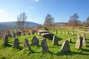 Large Group Of Objects Prints: Ancient Gorsedd Stones, Pontypridd, Rhondda, South Wales, Wales, United Kingdom, Europe