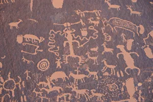 Antiquities Gallery: Ancient Indian rock art, petroglyphs, Newspaper Rock, near The Needles section of Canyonlands