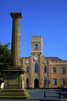 Isle Of Man Prints: The Ancient Market Cross and Old St. Marys Church, Castletown, Isle of Man, Europe