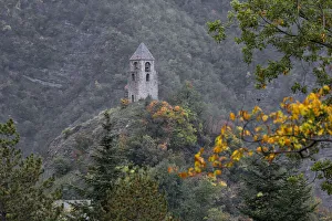 The ancient medieval tower of Rocca Corneta on the top of a hill in autumn, Emilia Romagna, Italy, Europe The ancient medieval tower of Rocca Corneta on the top of a hill in autumn, Emilia Romagna, Italy, Europe