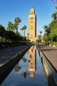 Water Fountain Prints: Ancient minaret tower of Koutoubia Mosque