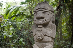 Antiquities Prints: An ancient pre-Columbian stone carving at San Agustin, UNESCO World Heritage Site