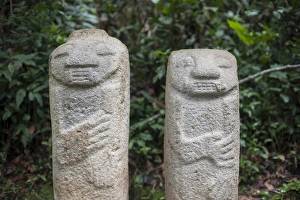An ancient pre-Columbian stone carving at San Agustin, UNESCO World Heritage Site