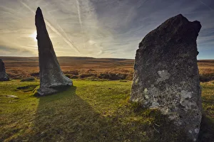 Glowing Prints: Ancient prehistoric standing stones in a stone circle, Scorhill Stone Circle