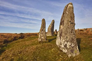 Ancient prehistoric standing stones in a stone circle, Scorhill Stone Circle