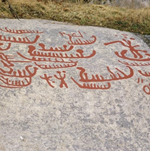 Illustration Prints: Ancient rock carvings from pre-Viking times