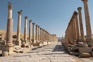 Colonnade Prints: Ancient Roman road with colonnade, Jerash, Jordan, Middle East