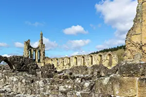 Cistercian Prints: Ancient ruins under blue sky with clouds