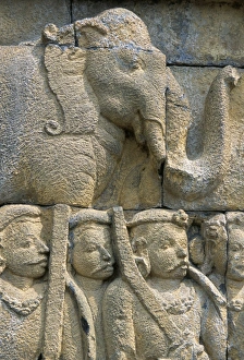 Borobodur Prints: Ancient stone carved panel